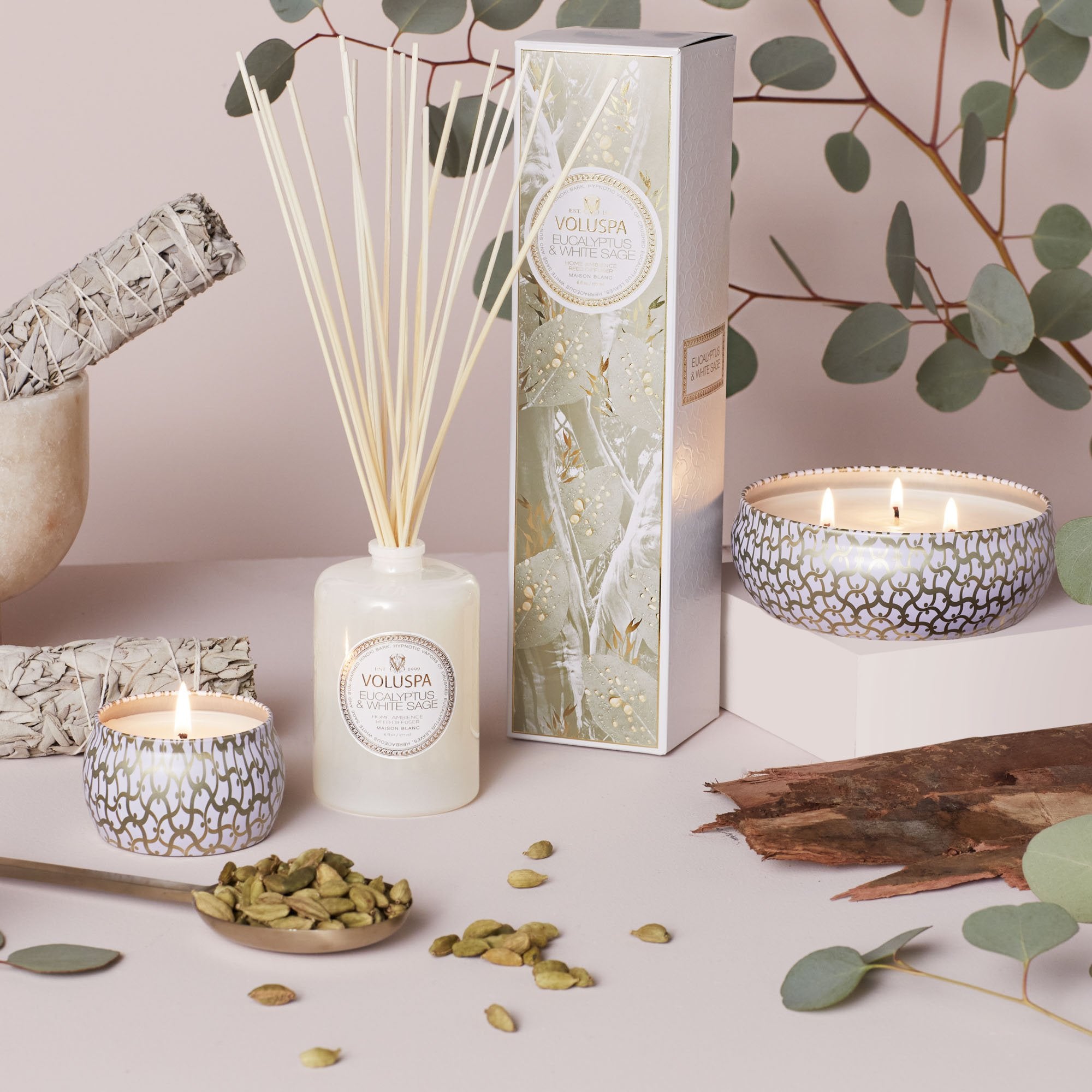 Eucalyptus & White Sage - 3 Wick Tin Candle - Image 3