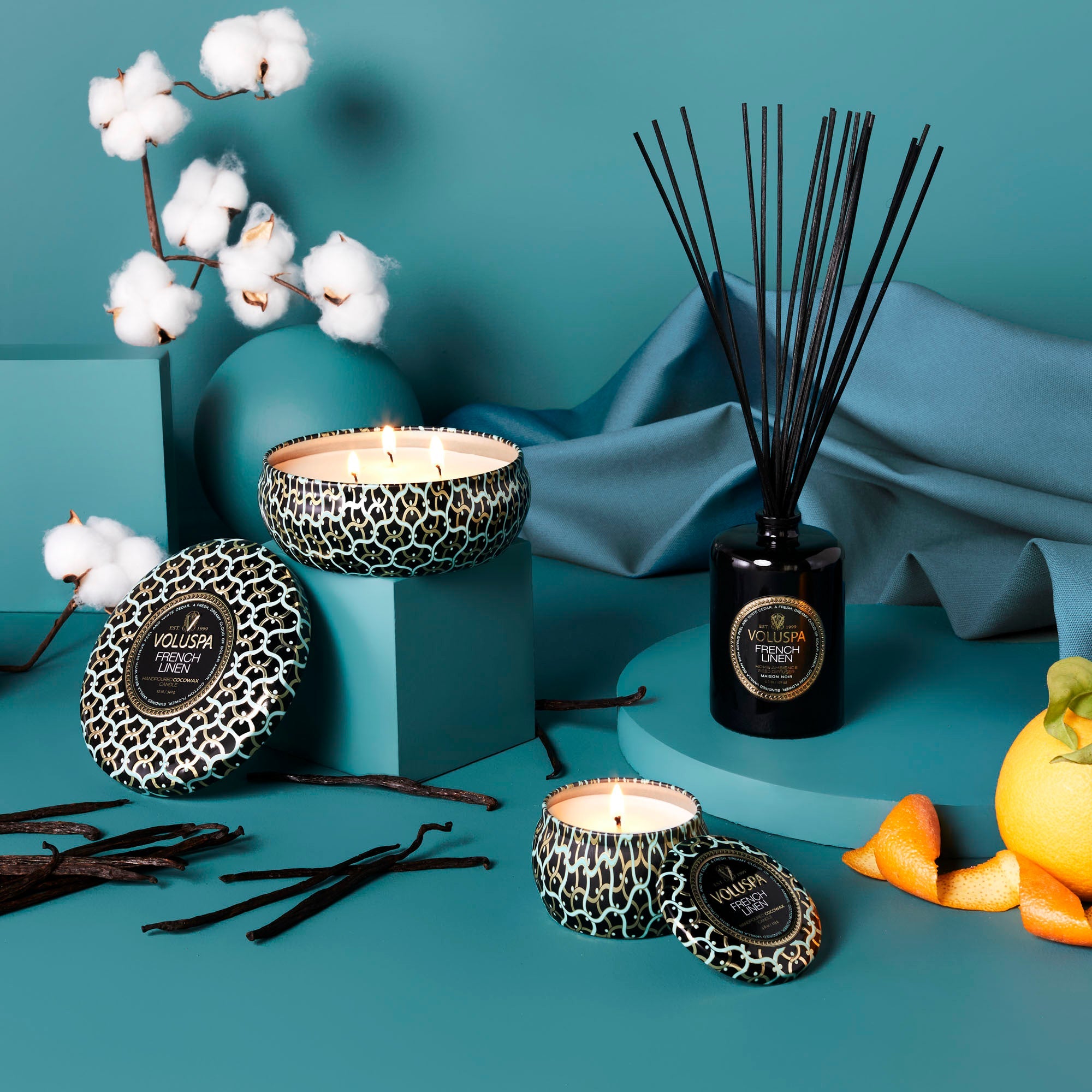 Alternative view of French Linen - 3 Wick Tin Candle