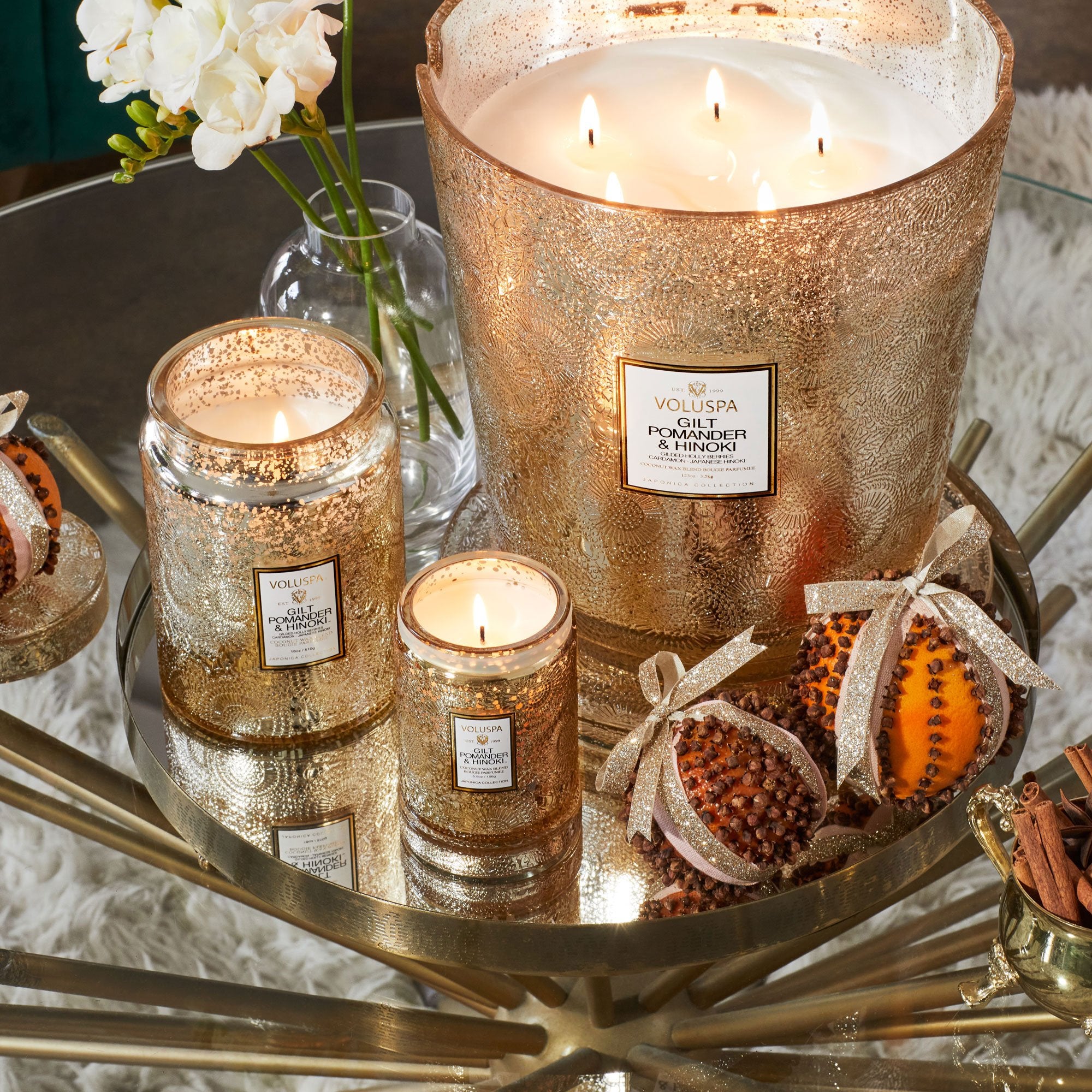 Gilt Pomander & Hinoki - 5 Wick Hearth Candle - Image 5