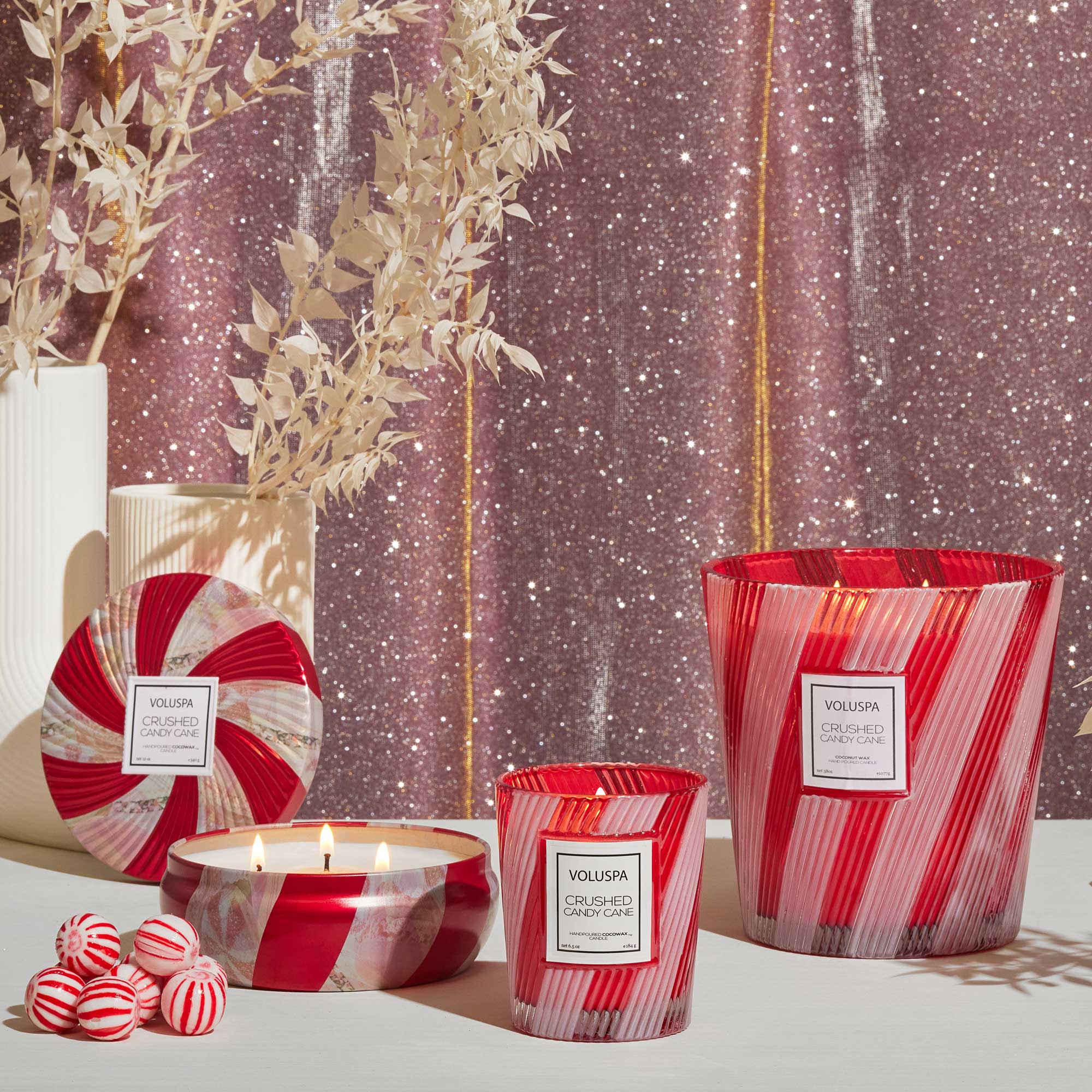 Alternative view of Crushed Candy Cane - 3 Wick Hearth Candle